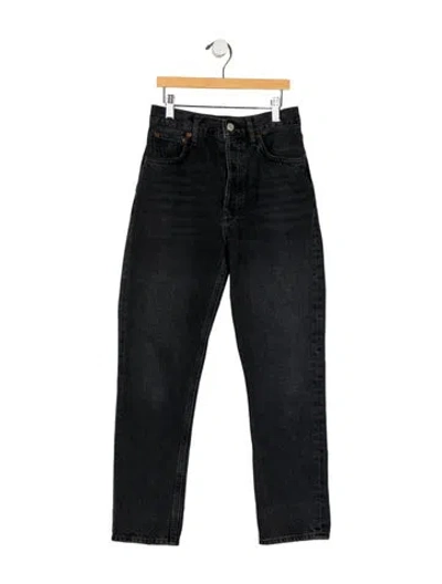 Pre-owned Agolde Mid-rise Straight Leg Jeans In Black