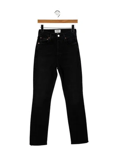 Pre-owned Agolde Mid-rise Straight Leg Jeans In Black