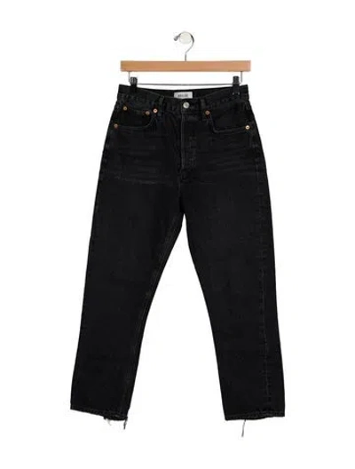 Pre-owned Agolde Mid-rise Straight Leg Jeans In Black