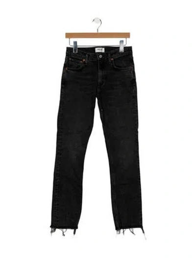 Pre-owned Agolde Mid-rise Straight Leg Jeans In Black