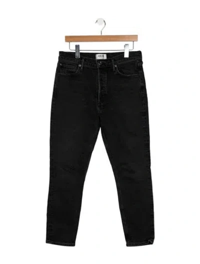 Pre-owned Agolde Mid-rise Straight Leg Jeans In Black