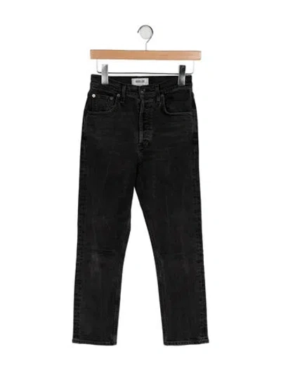 Pre-owned Agolde Mid-rise Straight Leg Jeans In Black