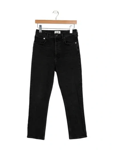 Pre-owned Agolde Mid-rise Straight Leg Jeans In Black