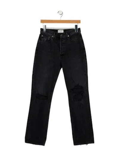 Pre-owned Agolde Mid-rise Straight Leg Jeans In Black