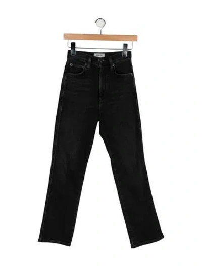 Pre-owned Agolde Mid-rise Straight Leg Jeans In Black