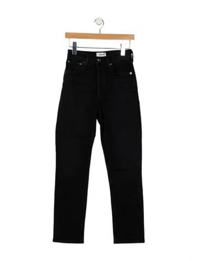 Pre-owned Agolde Mid-rise Straight Leg Jeans In Black