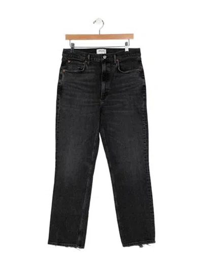 Pre-owned Agolde Mid-rise Straight Leg Jeans In Black