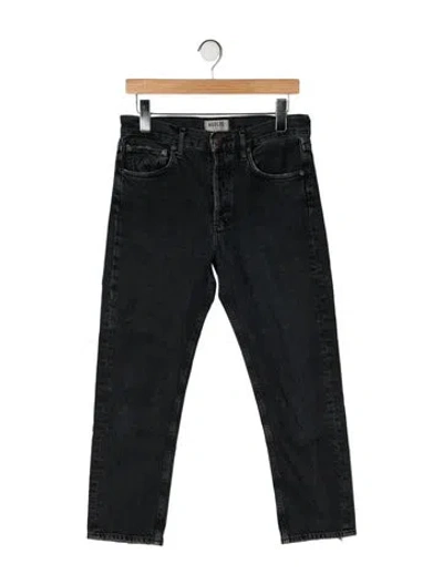 Pre-owned Agolde Mid-rise Straight Leg Jeans In Black