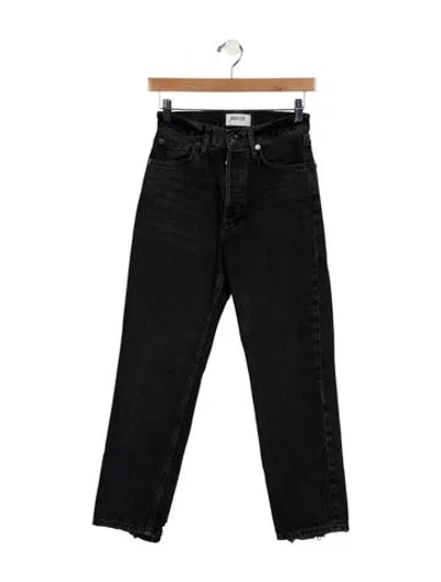 Pre-owned Agolde Mid-rise Straight Leg Jeans In Black