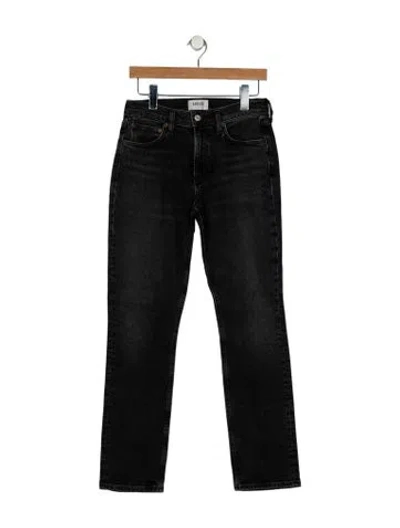 Pre-owned Agolde Mid-rise Straight Leg Jeans In Black