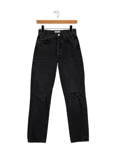 Pre-owned Agolde Mid-rise Straight Leg Jeans In Black