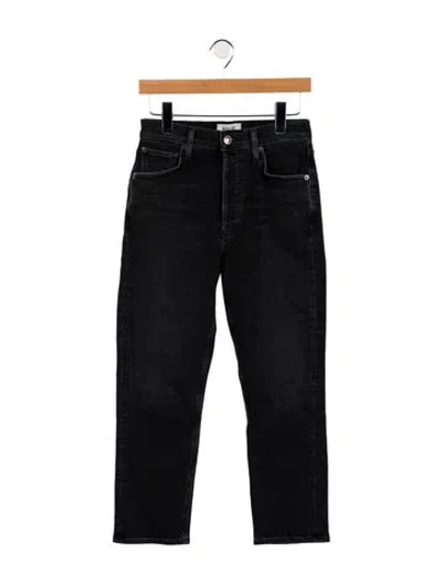 Pre-owned Agolde Mid-rise Straight Leg Jeans In Black