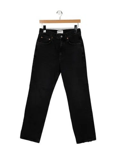 Pre-owned Agolde Mid-rise Straight Leg Jeans In Black