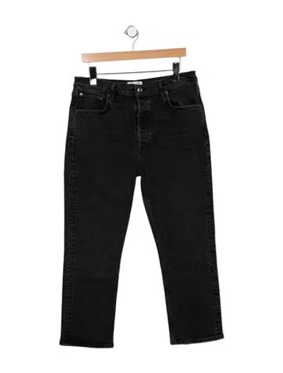 Pre-owned Agolde Mid-rise Straight Leg Jeans In Black