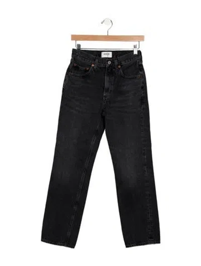 Pre-owned Agolde Mid-rise Straight Leg Jeans In Black