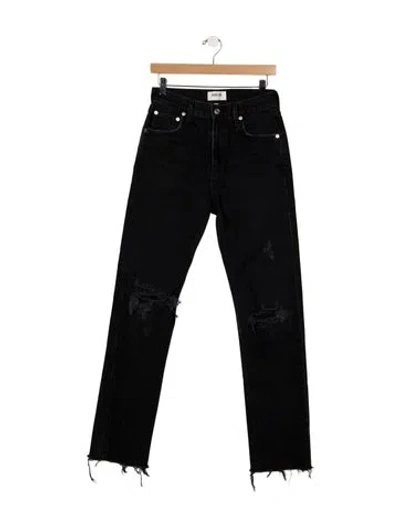 Pre-owned Agolde Mid-rise Straight Leg Jeans In Black