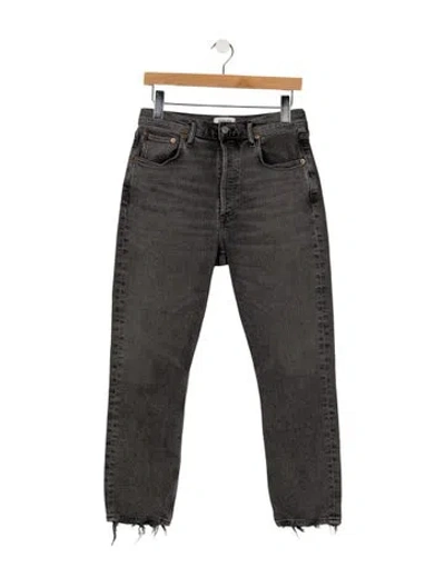 Pre-owned Agolde Mid-rise Straight Leg Jeans In Black