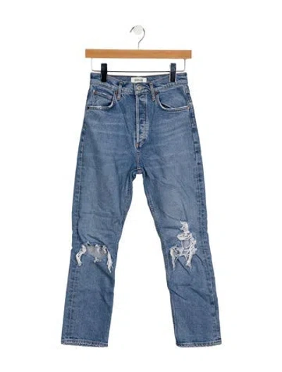 Pre-owned Agolde Mid-rise Straight Leg Jeans In Blue