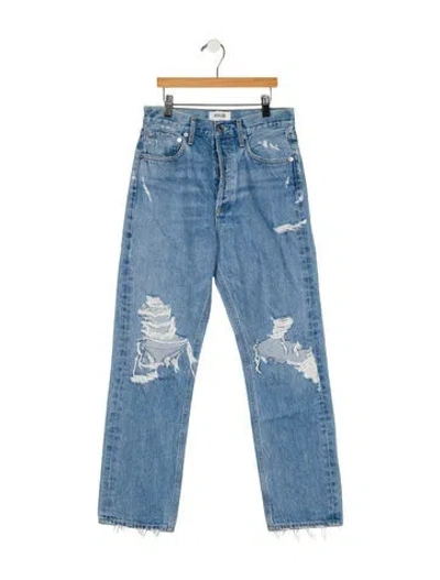 Pre-owned Agolde Mid-rise Straight Leg Jeans In Blue