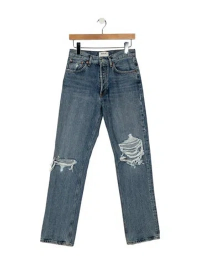 Pre-owned Agolde Mid-rise Straight Leg Jeans In Blue