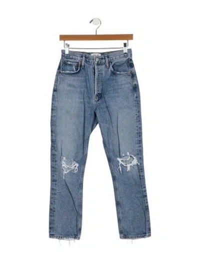 Pre-owned Agolde Mid-rise Straight Leg Jeans In Blue