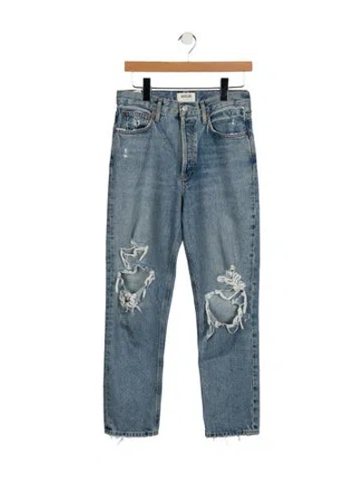 Pre-owned Agolde Mid-rise Straight Leg Jeans In Blue