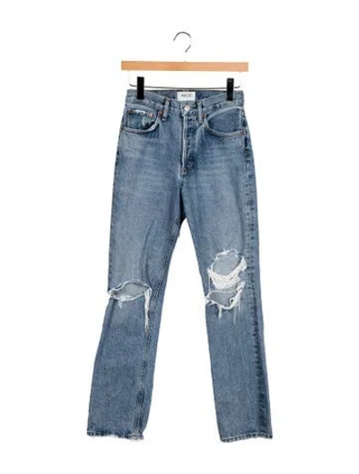 Pre-owned Agolde Mid-rise Straight Leg Jeans In Blue