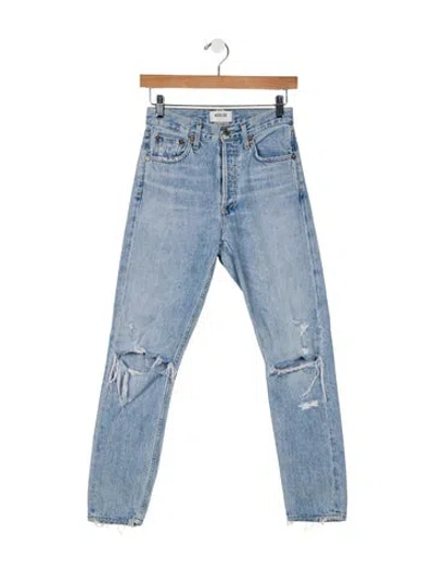 Pre-owned Agolde Mid-rise Straight Leg Jeans In Blue