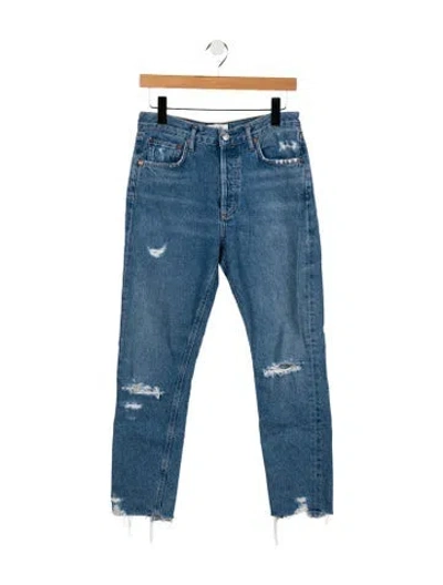 Pre-owned Agolde Mid-rise Straight Leg Jeans In Blue