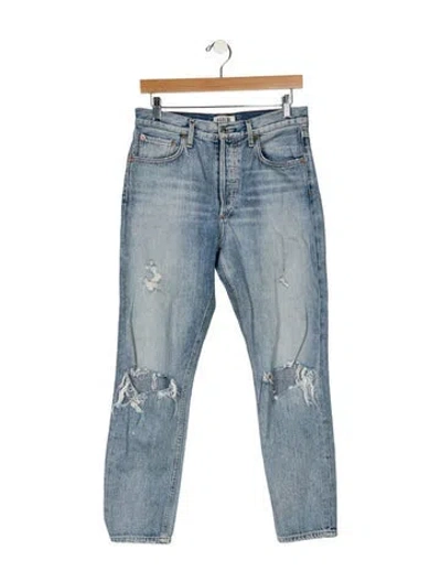 Pre-owned Agolde Mid-rise Straight Leg Jeans In Blue