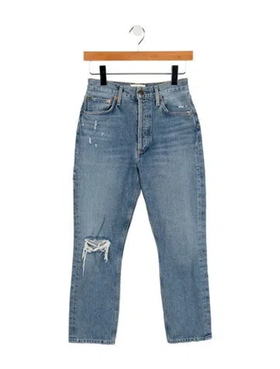Pre-owned Agolde Mid-rise Straight Leg Jeans In Blue