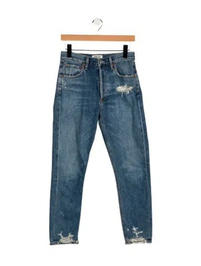 Pre-owned Agolde Mid-rise Straight Leg Jeans In Blue