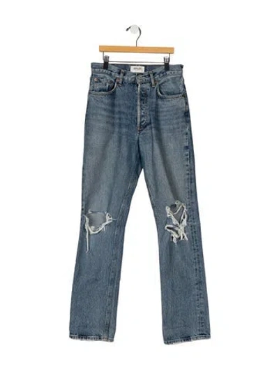 Pre-owned Agolde Mid-rise Straight Leg Jeans In Blue