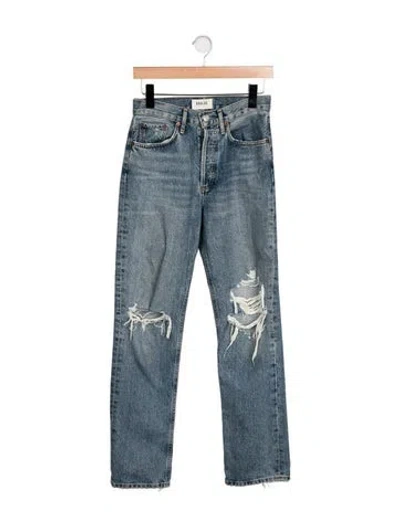 Pre-owned Agolde Mid-rise Straight Leg Jeans In Blue