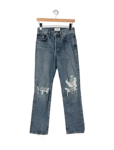 Pre-owned Agolde Mid-rise Straight Leg Jeans In Blue
