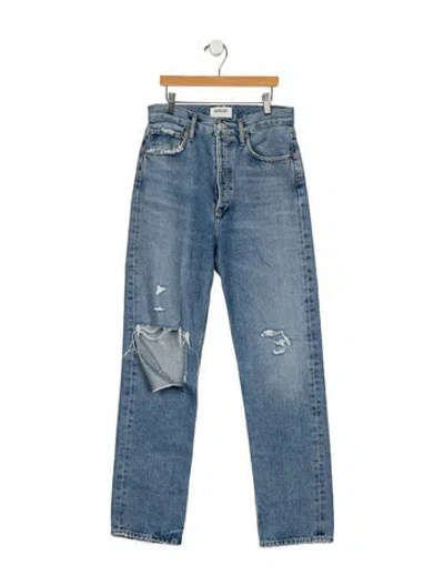 Pre-owned Agolde Mid-rise Straight Leg Jeans In Blue