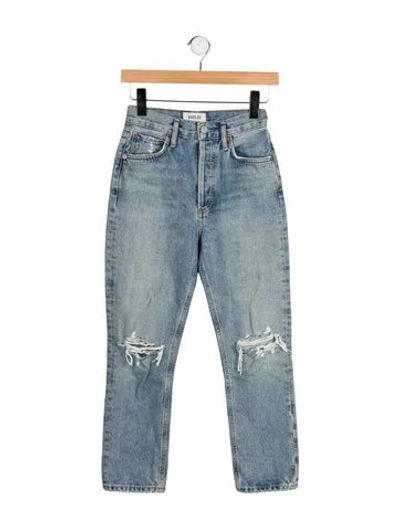 Pre-owned Agolde Mid-rise Straight Leg Jeans In Blue