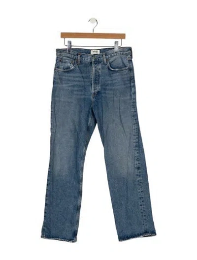 Pre-owned Agolde Mid-rise Straight Leg Jeans In Blue