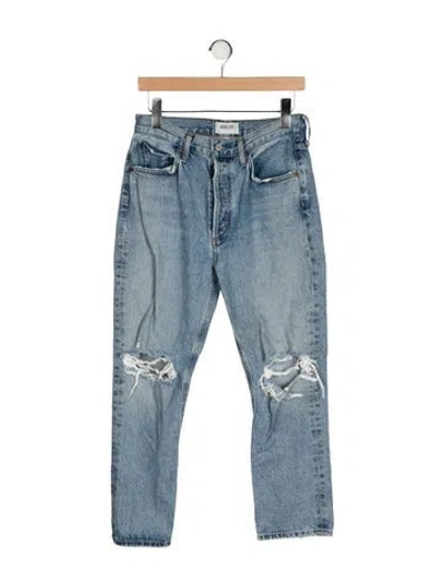 Pre-owned Agolde Mid-rise Straight Leg Jeans In Blue
