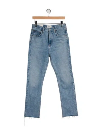 Pre-owned Agolde Mid-rise Straight Leg Jeans In Blue