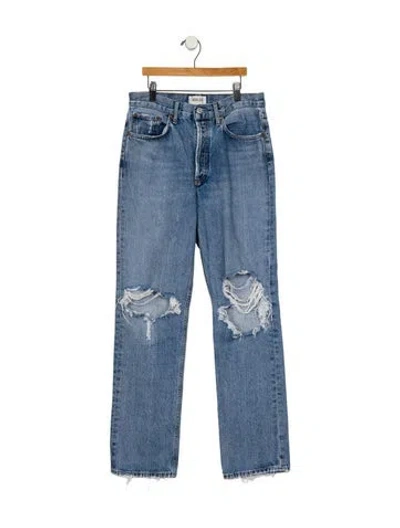 Pre-owned Agolde Mid-rise Straight Leg Jeans In Blue