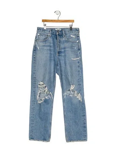 Pre-owned Agolde Mid-rise Straight Leg Jeans In Blue