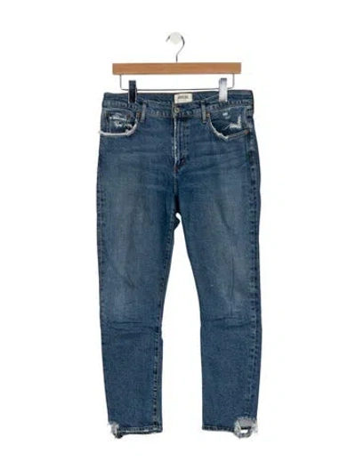 Pre-owned Agolde Mid-rise Straight Leg Jeans In Blue
