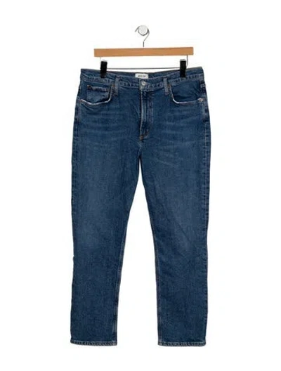 Pre-owned Agolde Mid-rise Straight Leg Jeans In Blue