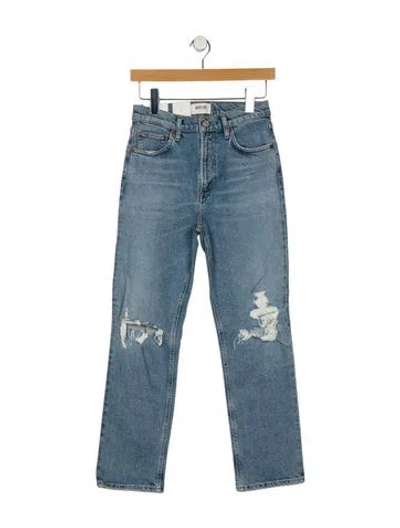 Pre-owned Agolde Mid-rise Straight Leg Jeans In Blue