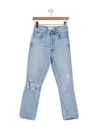 Pre-owned Agolde Mid-rise Straight Leg Jeans In Blue