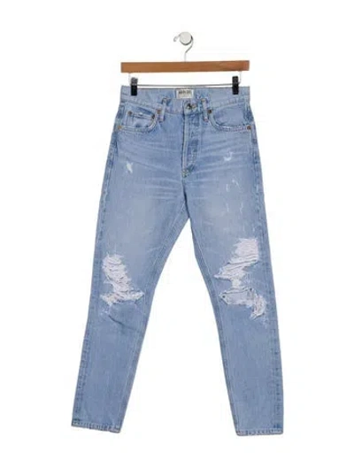 Pre-owned Agolde Mid-rise Straight Leg Jeans In Blue