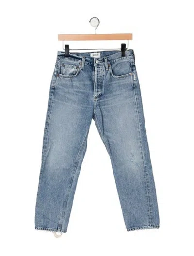 Pre-owned Agolde Mid-rise Straight Leg Jeans In Blue