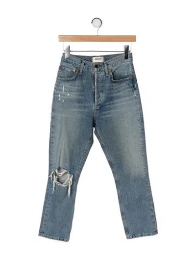 Pre-owned Agolde Mid-rise Straight Leg Jeans In Blue