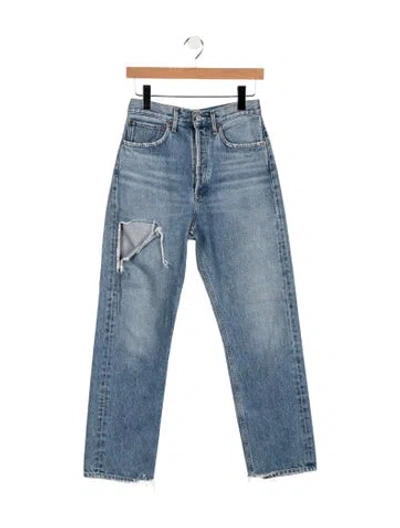 Pre-owned Agolde Mid-rise Straight Leg Jeans In Blue